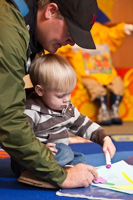 dad helping son